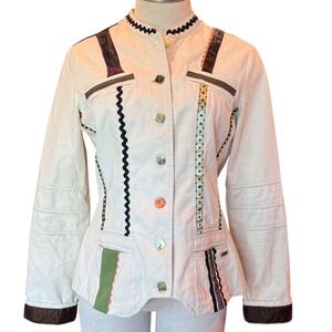 Ezekiel Designed in California Jacket Womens L‎ Button Up Unique Appliqué Design